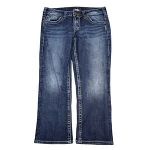 Silver Jeans Pants Womens 27 Blue Ankle Low Rise Distress Dark Wash Denim